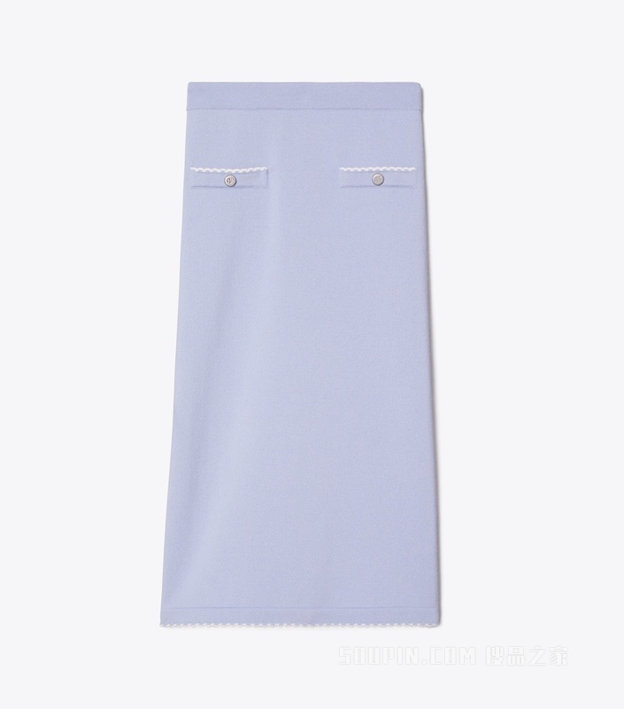 【新品】羊毛半身裙 淡蓝色/象牙白