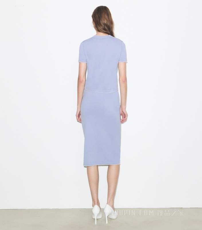 【新品】羊毛半身裙 淡蓝色/象牙白
