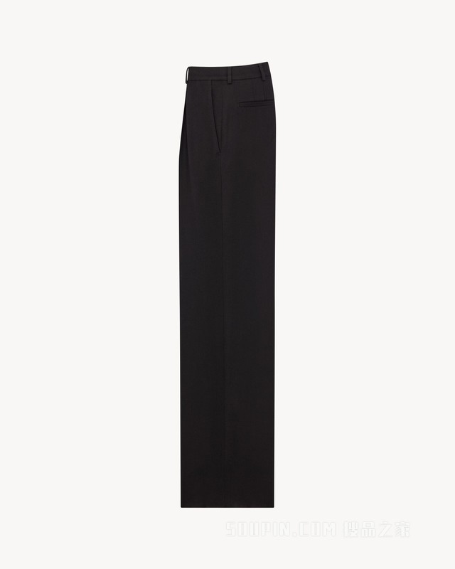 羊毛法兰绒流线型长裤