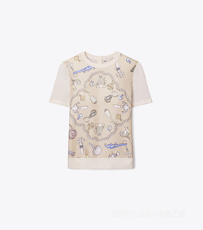 【新品】桑蚕丝羊毛上衣 象牙白/中性蛇纹图案