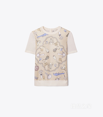 【新品】桑蚕丝羊毛上衣 象牙白/中性蛇纹图案