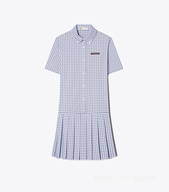 【新品】格纹褶裥高尔夫裙 浅蓝色格纹