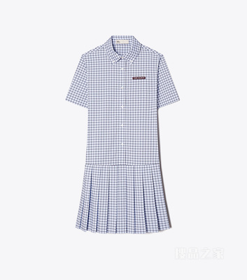 【新品】格纹褶裥高尔夫裙 浅蓝色格纹