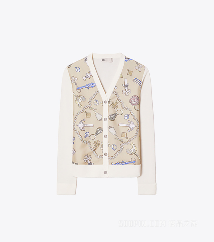 【新品】桑蚕丝开衫 象牙白/中性蛇纹图案