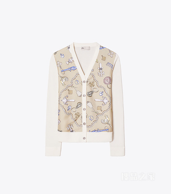 【新品】桑蚕丝开衫 象牙白/中性蛇纹图案