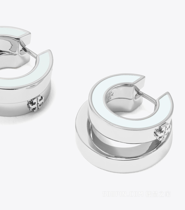 【新品】Icon 经典系列珐琅双圈耳环 Tory 银/薄荷绿