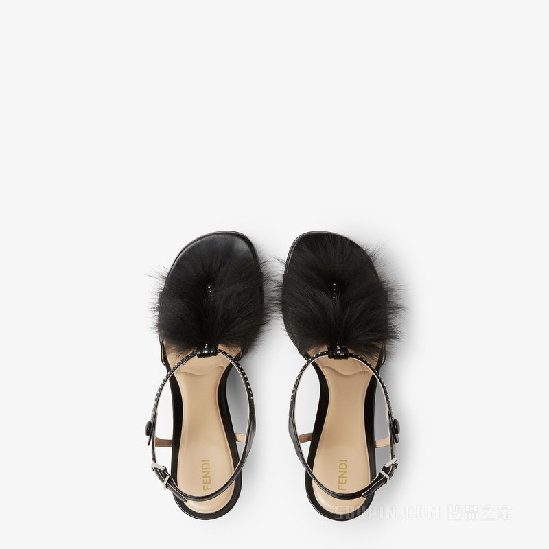 FENDI Noir 黑色皮革凉鞋