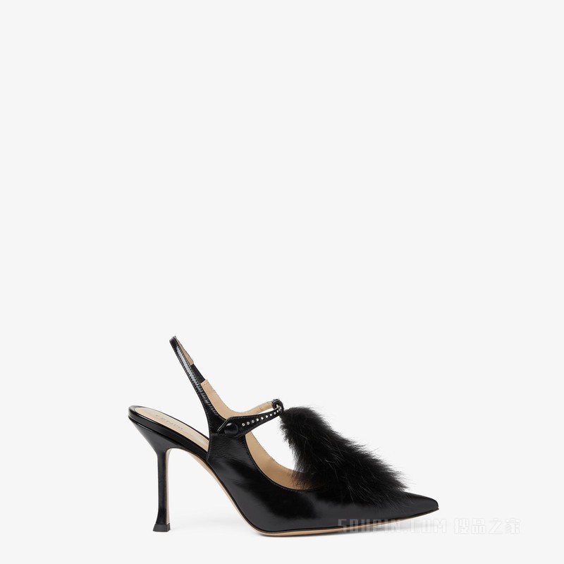 FENDI Noir 黑色皮革露跟鞋