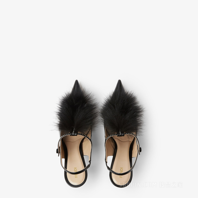 FENDI Noir 黑色皮革露跟鞋