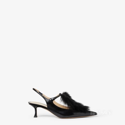 FENDI Noir 黑色皮革露跟鞋