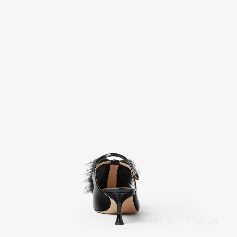 FENDI Noir 黑色皮革露跟鞋