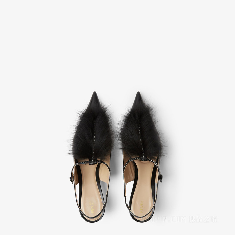 FENDI Noir 黑色皮革露跟鞋