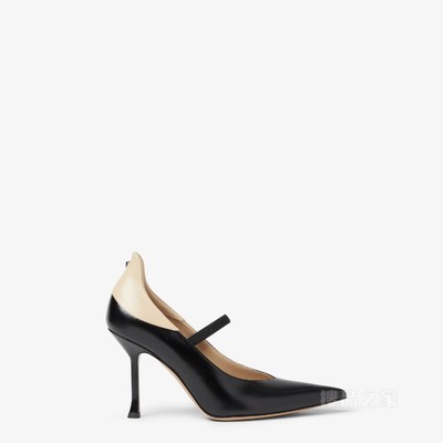 FENDI Nude 黑色和米色皮革高跟鞋