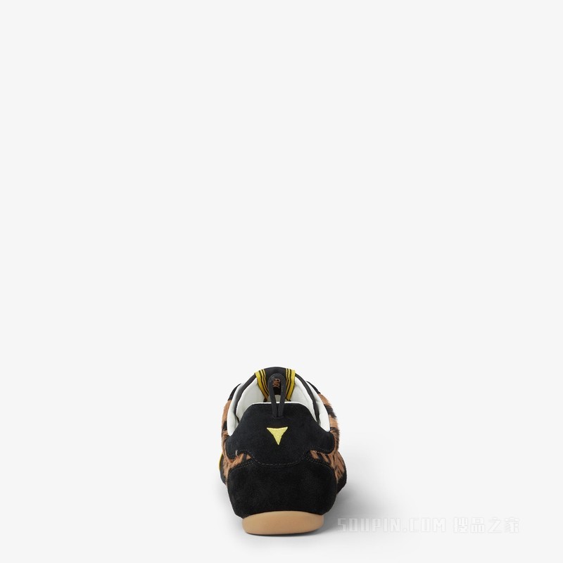 FENDI Wrap运动鞋 棕色和黑色毛面皮革低帮运动鞋