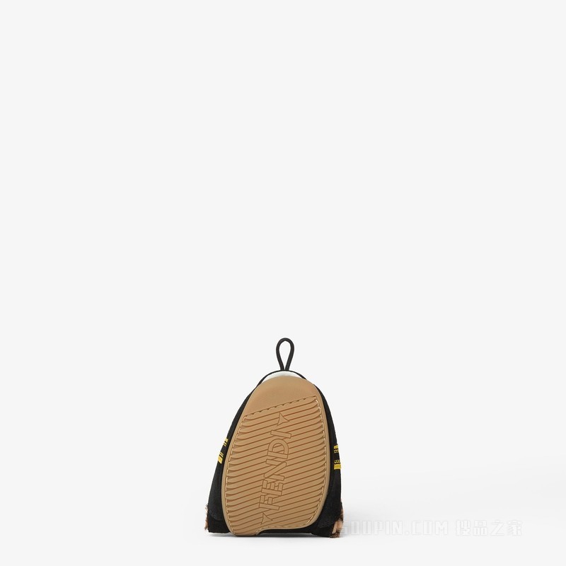 FENDI Wrap运动鞋 棕色和黑色毛面皮革低帮运动鞋