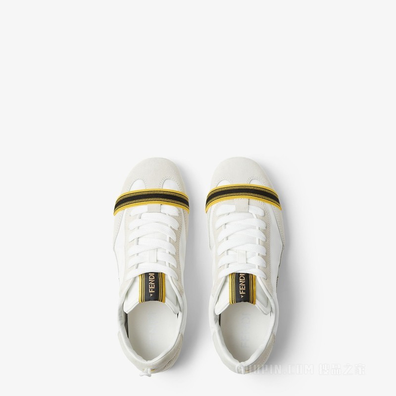 FENDI Wrap运动鞋 白色绒面革和布料低帮鞋