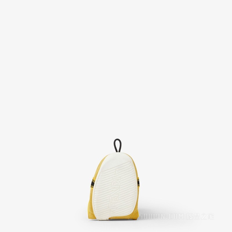 FENDI Wrap运动鞋 黄绿色布料和绒面革低帮鞋