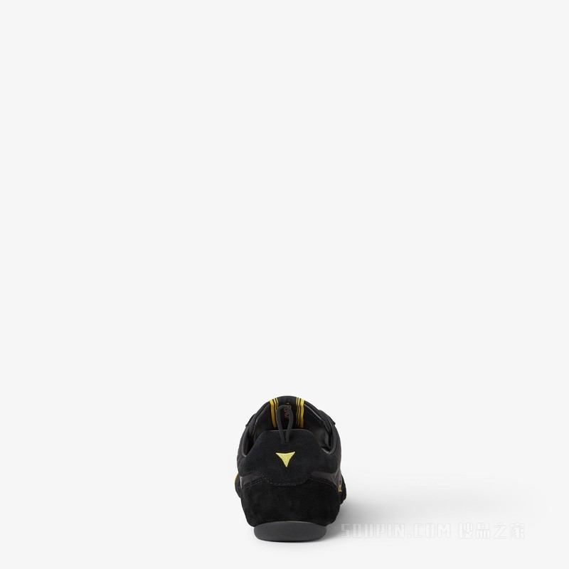 FENDI Wrap运动鞋 黑色绒面革和布料低帮鞋