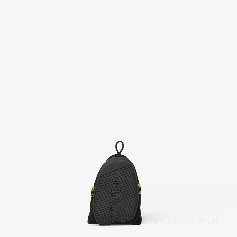 FENDI Wrap运动鞋 黑色绒面革和布料低帮鞋