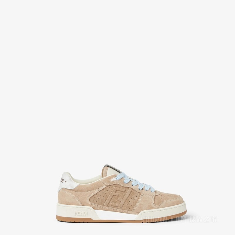FENDI Match运动鞋 米白色绒面革低帮鞋