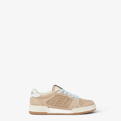 FENDI Match运动鞋 米白色绒面革低帮鞋