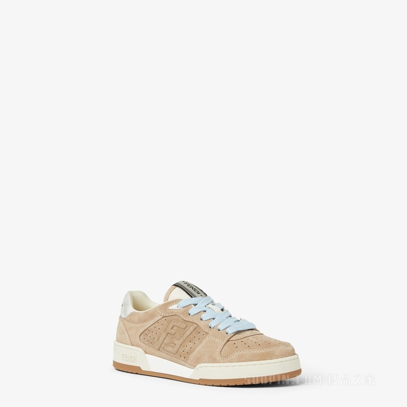 FENDI Match运动鞋 米白色绒面革低帮鞋