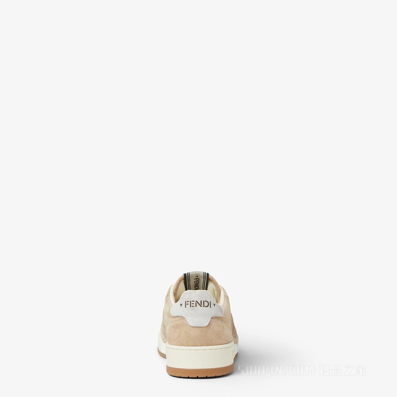 FENDI Match运动鞋 米白色绒面革低帮鞋