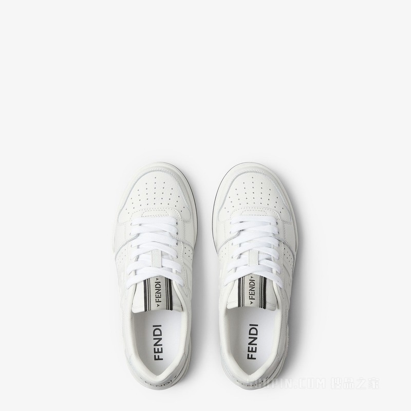 FENDI Match运动鞋 白色皮革低帮鞋