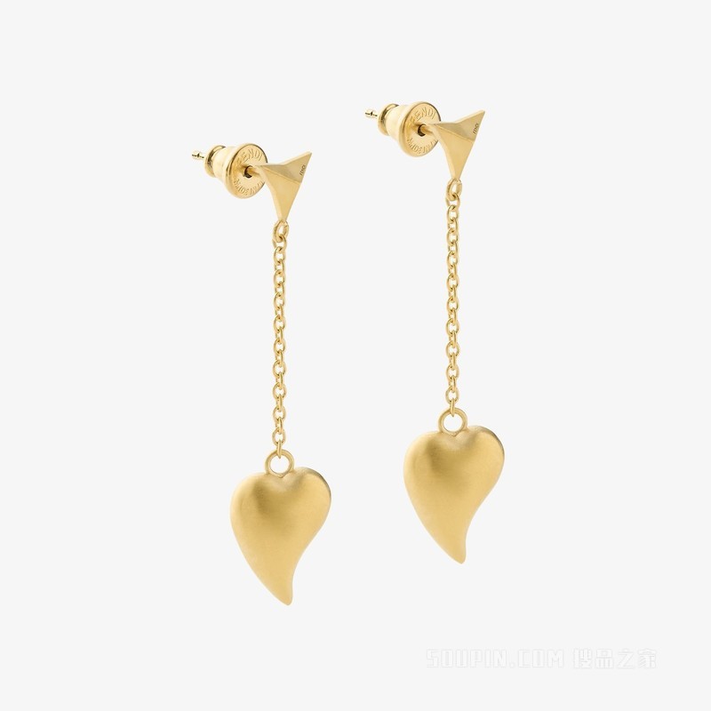 FENDI Heartbeat耳环 复古金色金属耳环