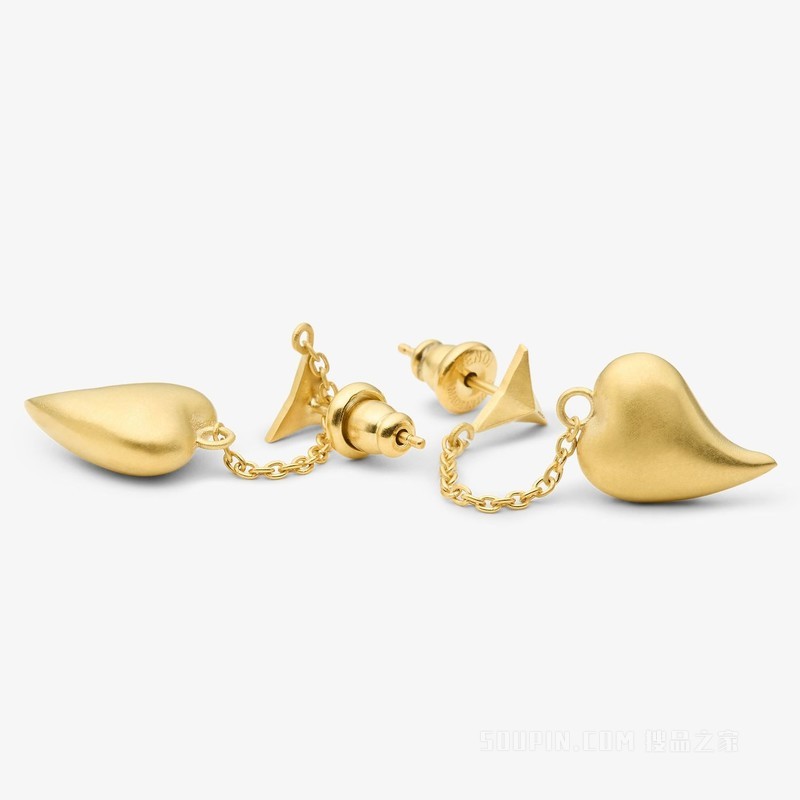 FENDI Heartbeat耳环 复古金色金属耳环