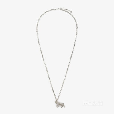 FENDI Zodiac白羊座项链 银色金属项链