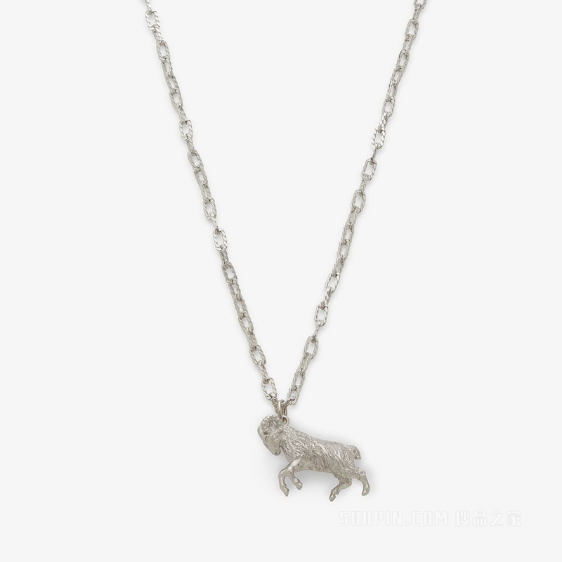 FENDI Zodiac白羊座项链 银色金属项链