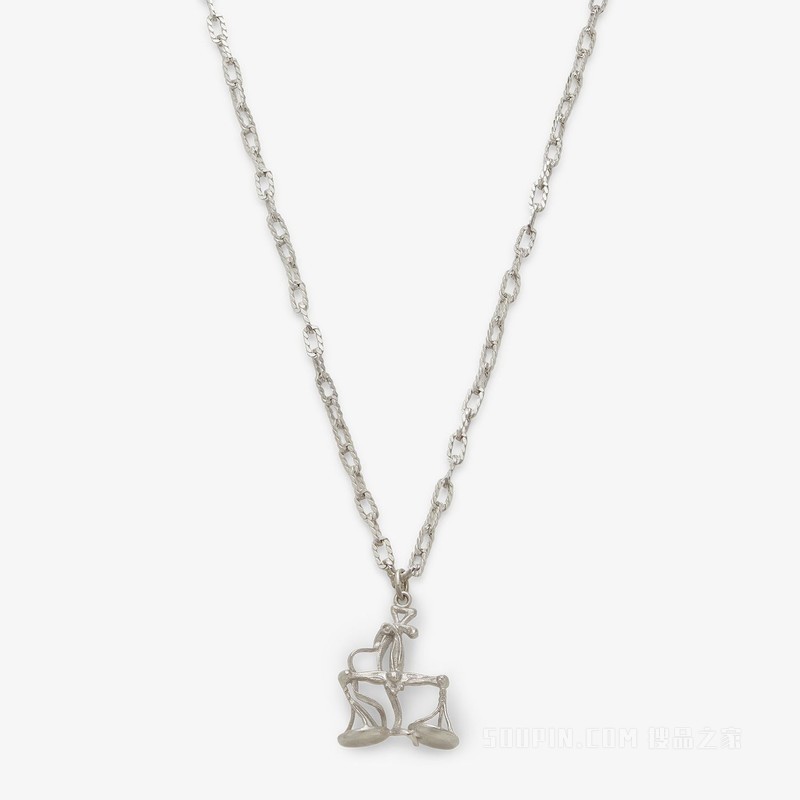 FENDI Zodiac天秤座项链 银色金属项链