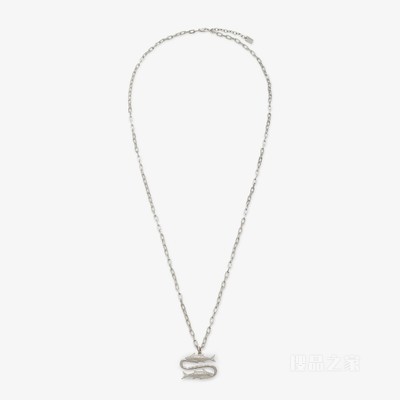FENDI Zodiac双鱼座项链 银色金属项链