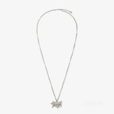 FENDI Zodiac金牛座项链 银色金属项链