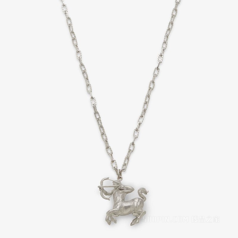 FENDI Zodiac射手座项链 银色金属项链
