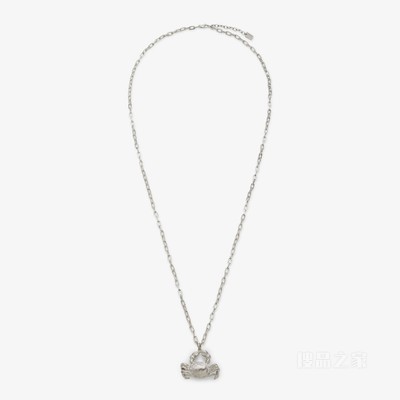 FENDI Zodiac巨蟹座项链 银色金属项链