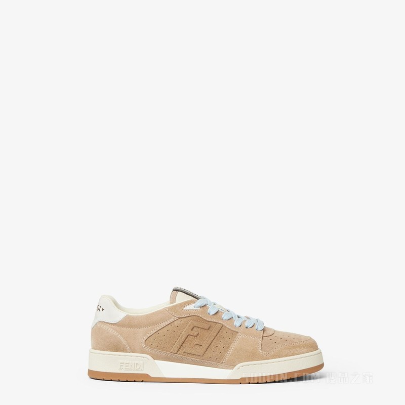 FENDI Match运动鞋 米白色绒面革低帮鞋