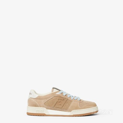 FENDI Match运动鞋 米白色绒面革低帮鞋
