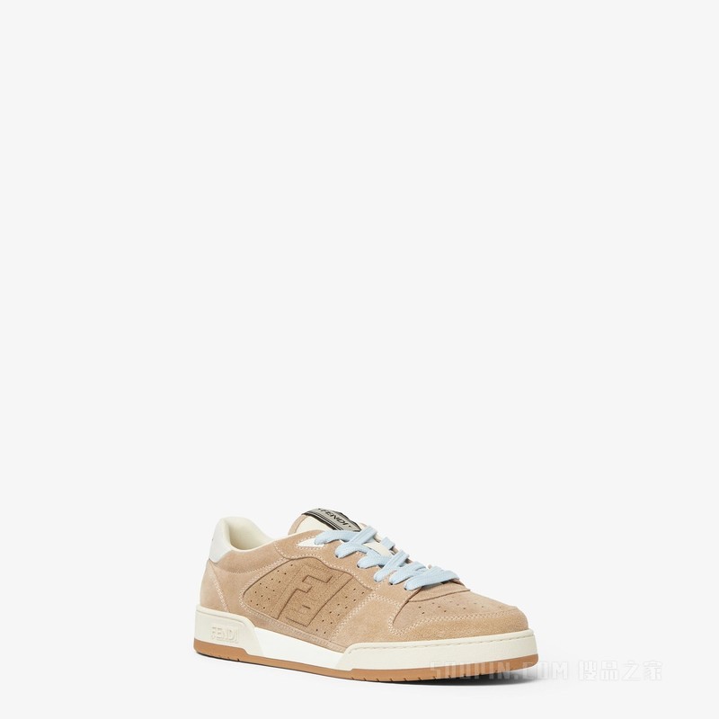 FENDI Match运动鞋 米白色绒面革低帮鞋