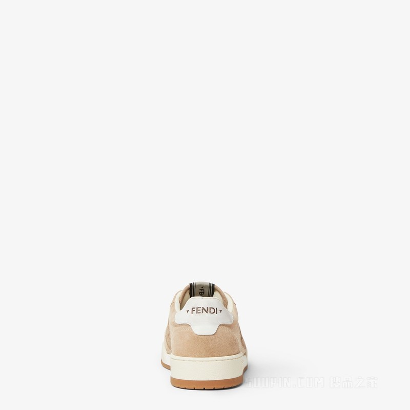 FENDI Match运动鞋 米白色绒面革低帮鞋