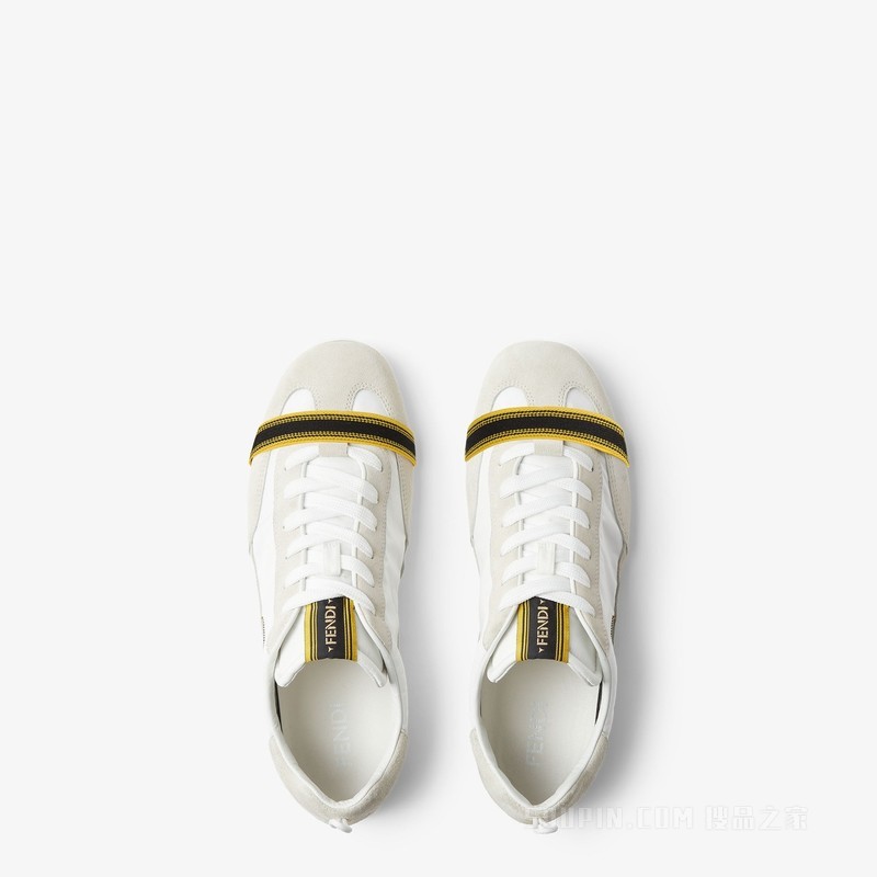 FENDI Wrap运动鞋 白色皮革和绒面革低帮鞋
