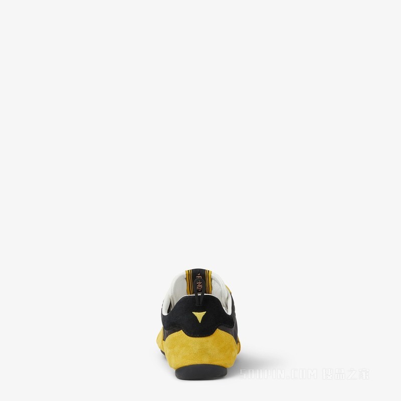 FENDI Wrap运动鞋 黄色和黑色绒面革及布料低帮鞋