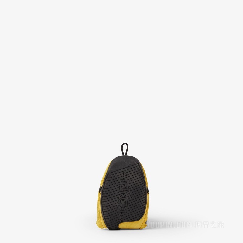 FENDI Wrap运动鞋 黄色和黑色绒面革及布料低帮鞋