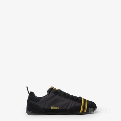 FENDI Wrap运动鞋 黑色绒面革和布料低帮鞋