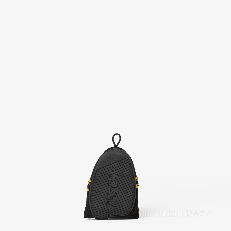 FENDI Wrap运动鞋 黑色绒面革和布料低帮鞋