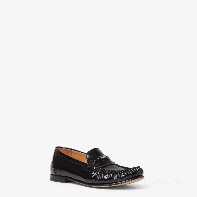 FENDI Scrunch乐福鞋 黑色皮革乐福鞋