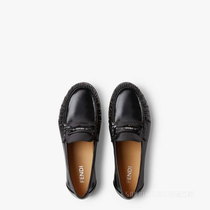 FENDI Scrunch乐福鞋 黑色皮革乐福鞋
