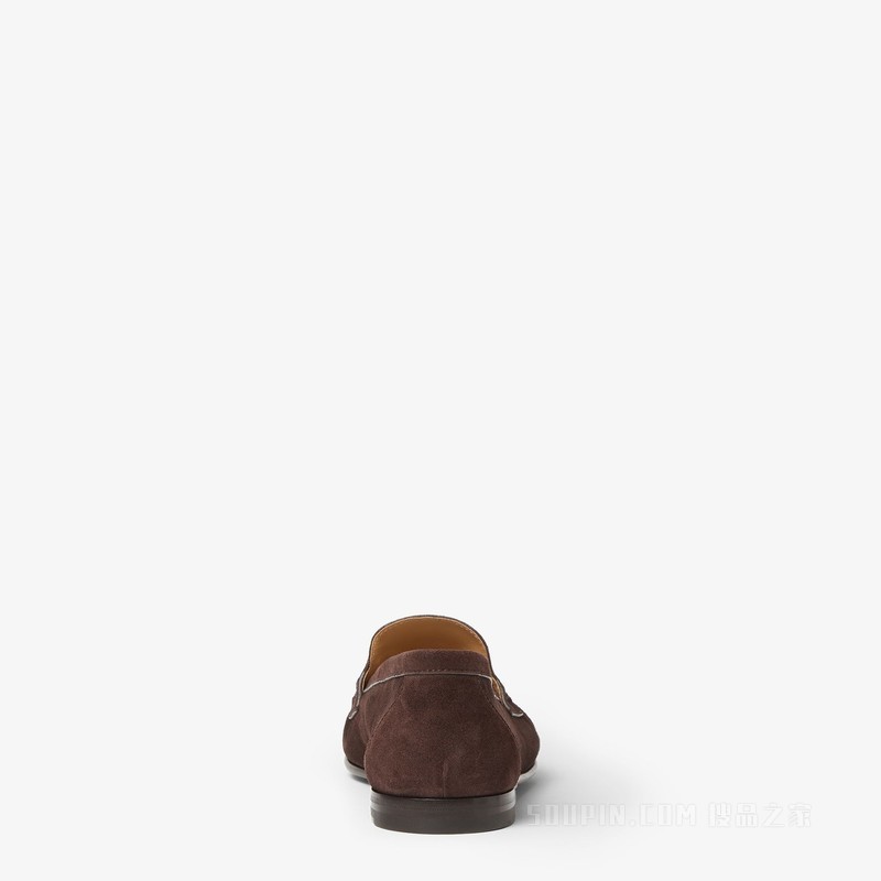 FENDI Scrunch乐福鞋 深棕色绒面革乐福鞋