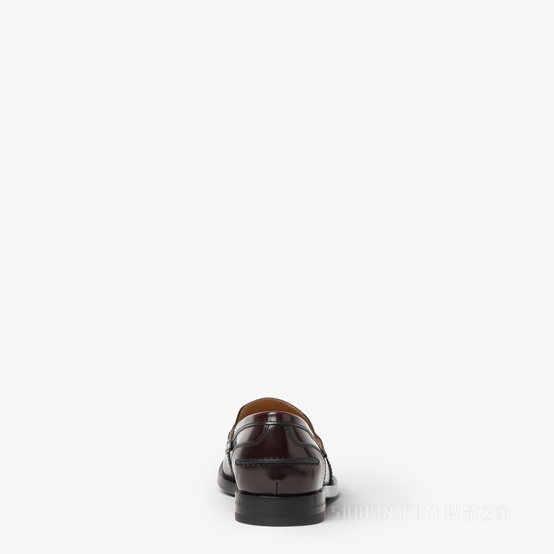 FENDI Ateneo乐福鞋 酒红色皮革乐福鞋
